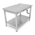 John Boos Stainless Steel Hydraulic Lift Tables Flat Top and Lower Shelf