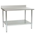 Commercial Work Tables with Undershelf - 14 Gauge Heavy Duty Top with Upturn