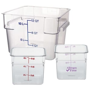 Vigor 4 Qt. Allergen-Free Clear Square Polycarbonate Food Storage Container  and Purple Lid
