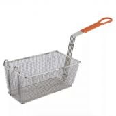 Empura FBR-12651 Orange Handle 12 1/8" x 6 1/4" x 5 5/16" Fryer Basket With Front Hook