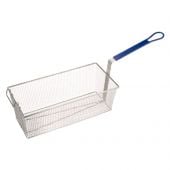 All Points 63-102 17-1/8" Replacement Twin Fryer Basket with Front Hanging Hook and Blue Plastic-Coated Handle