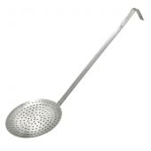 Winco SCS-5 4 1/2" Diameter Round x 13" Handle Nickel Plated Stainless Steel Perforated Skimmer