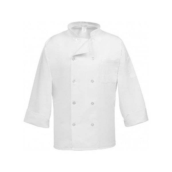 Uncommon Threads Versailles Chef Coat in White with Black Piping Medium 
