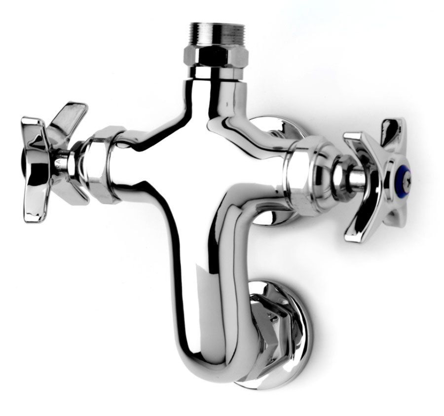 T&S Brass Double Pantry Faucet With Swivel Outlet Less Nozzle Chrome B-0200-LN for sale online 