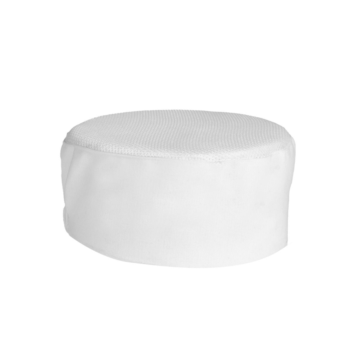 WHITE Pill Box Style Chef Hat Elastic Closure Regular Size 