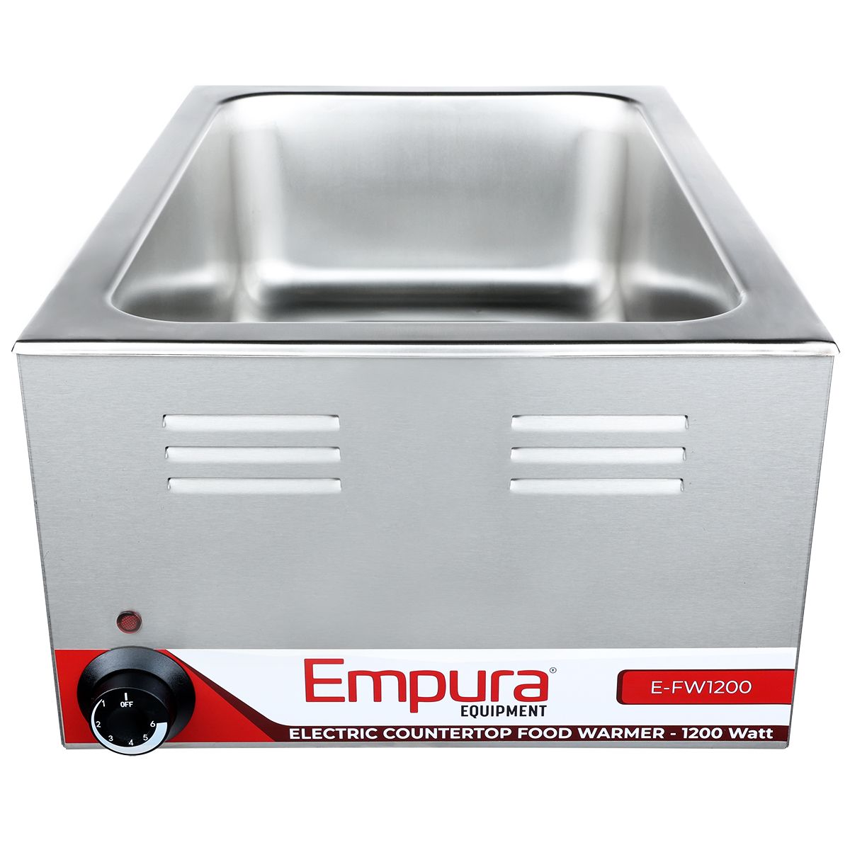 Empura E-FW1200 Countertop 12 x 20 Opening 6 1/2 Deep Well Stainless  Steel Food Warmer Base, 120V 1200 Watts