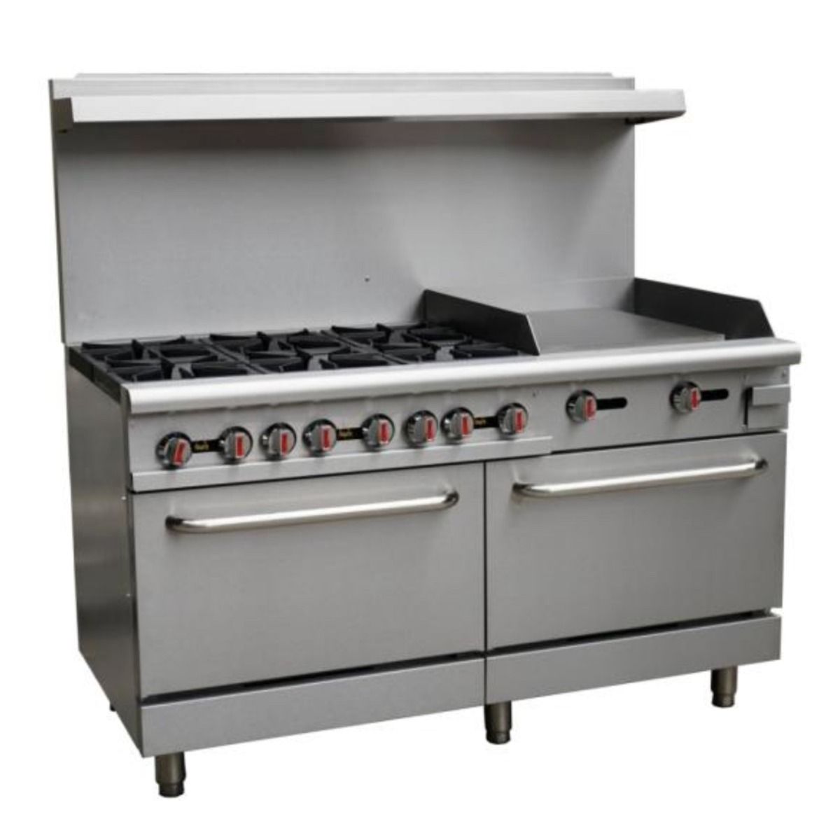 CPG 60 inch Nat-LP Gas 6 Burner Range w Griddle, Backsplash and Overshelf -  eZkwip Restaurant Equipment