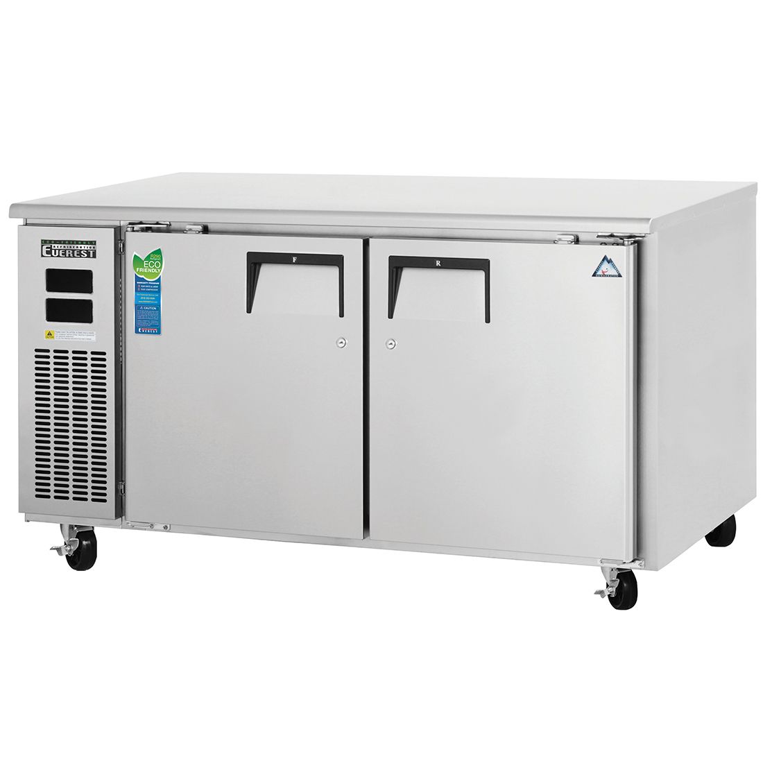 Everest ETRF2 59-1/4" Two Section Undercounter Dual Temp Refrigerator/Freezer 