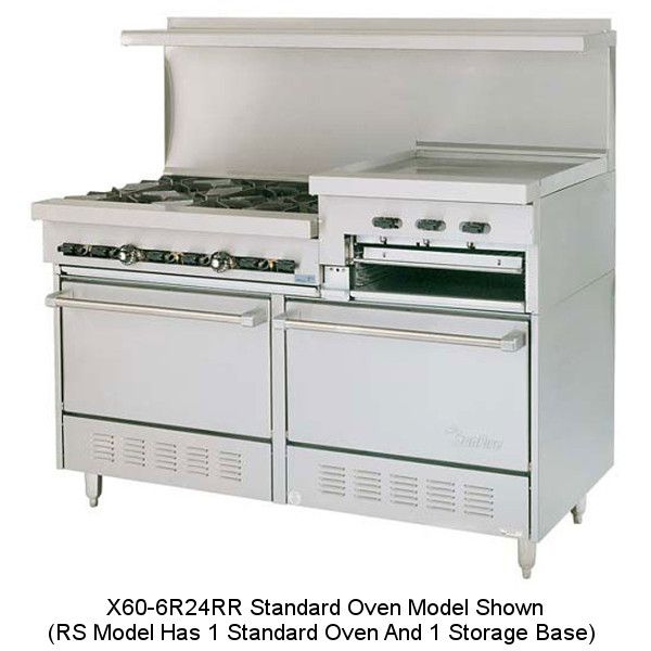 6 Burner Range, 24” Griddle Left Side, (2) Ovens, Natural Gas