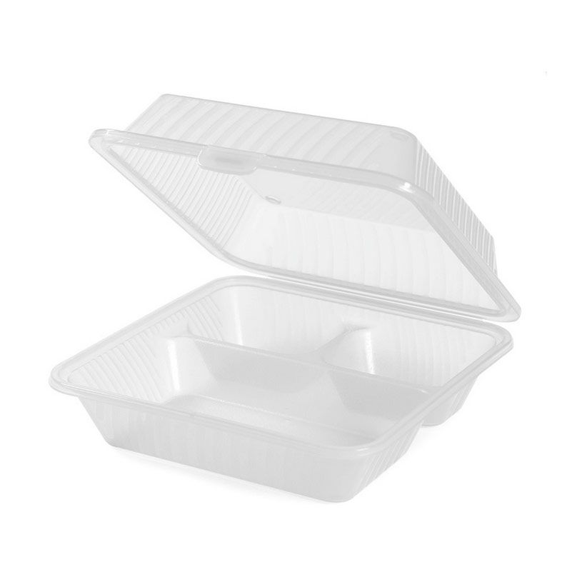 Reusable Takeout Container with 3-Compartments by Hubert® - Green  Translucent Plastic