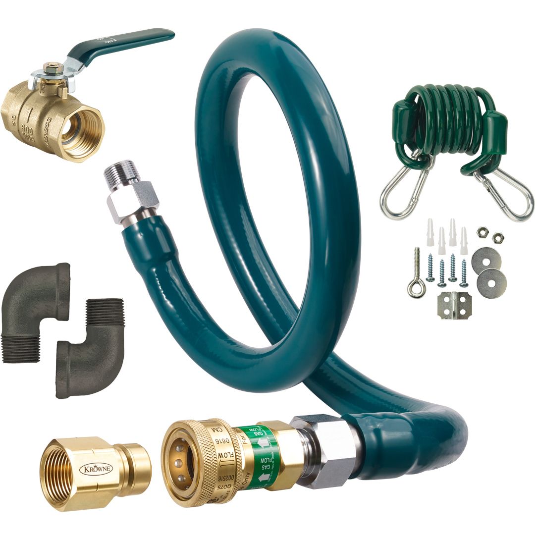 3/4-Inch Npt T&S Brass HG-2D-48K Gas Hose with Free Spin Fittings 48-Inch Long and Installation Kit 
