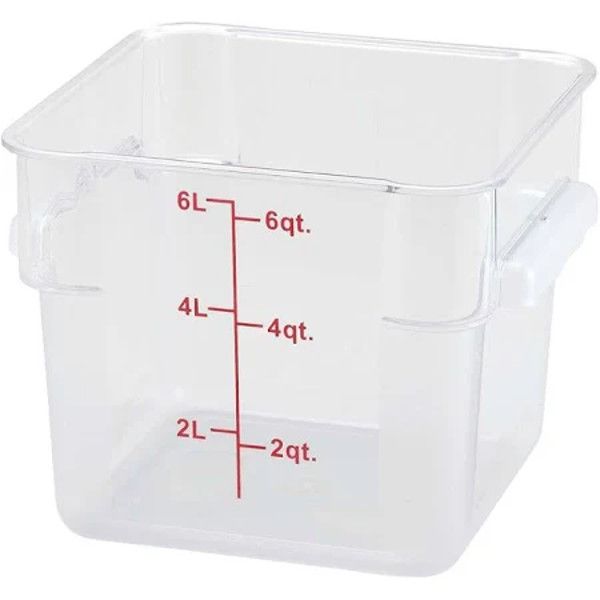 Vigor 6 Qt. White Square Polyethylene Food Storage Container and Red Lid
