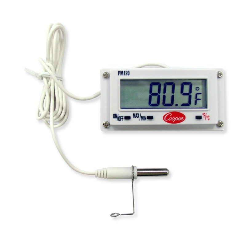 -58/158° F Temperature Range Cooper-Atkins SP160-0-8 Digital Panel Thermometer with Black Rectangular Solar Powered 