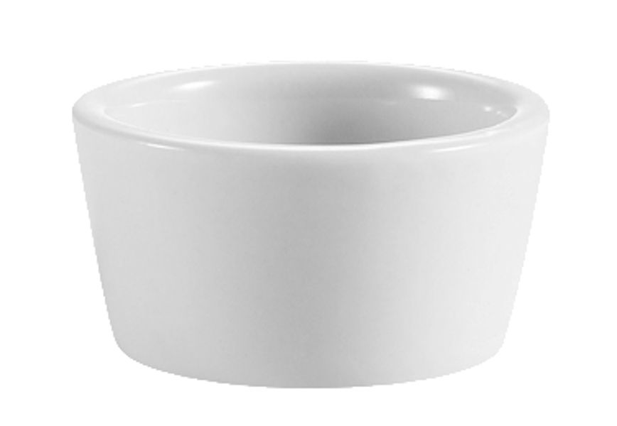 CAC China RKF-202 Porcelain 2 oz Round Fluted Ramekin with Pour Spout Super White 2-3/4 x 2-5/8 x 1-5/8 Box of 48 2-3/4 x 2-5/8 x 1-5/8 