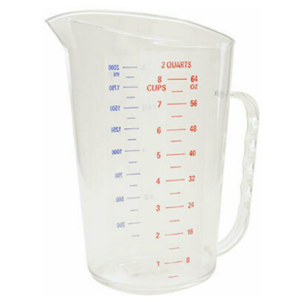 RW Base 2 qt Clear Plastic Measuring Cup - 7 3/4 x 6 x 7 1/2 - 10 count  box