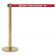 Aarco HB-7PRD Brass 40" "Social Distancing 6ft" Stanchion with 84" Red Retractable Belt