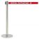Aarco HS-7PRD Satin 40" "Social Distancing 6ft" Stanchion with 84" Red Retractable Belt