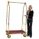Aarco LC-2B-4P Rectangular Stainless Steel Brass Finish Luggage Cart with Clothing Rail - 42" x 24" Platform