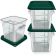 Carlisle 11951-307 Squares Food Storage Containers Clear Polycarbonate with Green Print, With Green Lids - 4 Quart Capacity