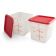 Carlisle 11963-202 Squares Food Storage Containers White Polyethylene with Red Print, With Red Lids - 8 Quart Capacity