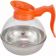 Winco CD-64O 64 oz. Polycarbonate Decaf Coffee Decanter with Stainless Steel Bottom and Orange Handle