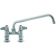 Equip by T&S Brass 5F-4DLX12 Deck-Mount 12 1/8" Long Swing Nozzle 4" Center ADA Compliant Faucet With Polished Chrome-Plated Solid Brass Spout And 2 Lever Handles