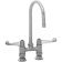 Equip by T&S Brass 5F-4DWS05 Deck-Mount 14" High 5 1/2" Swivel Gooseneck 4" Center ADA Compliant Faucet With Polished Chrome-Plated Solid Brass Spout And 2 Color-Coded Wrist-Action Handles