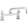 Equip by T&S Brass 5F-8DLS10 Deck-Mount 10 1/8" Long Swing Nozzle 8" Center ADA Compliant Faucet With Polished Chrome-Plated Solid Brass Spout And 2 Lever Handles