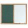 Aarco FCO2436GN 24" x 36" Green Combination Fabric Tack Board/White Melamine Markerboard With Solid Oak Frame And Full Length Tray