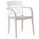 Grosfillex US655096 Moon 19 Glacier White Linen Stacking Resin Outdoor Armchair With Circular Moon Backrest