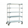 Metro 5X567EGX3 60" x 24" Antimicrobial Polymer MetroMax i 5 Tier Mobile Shelving Unit, 4 Open Grid And 1 Solid Shelf 