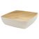 Tablecraft MGN10WHBAM Frostone Naturals 3.5 qt. White/Bamboo Square Melamine Bowl
