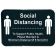 Tablecraft 10595 Black "Social Distancing" 6 Inch x 9 Inch Rectangular Self-Adhesive Plastic COVID/Social Distance Sign
