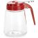 Tablecraft 1371RE 12 Ounce Glass Modern Syrup Dispenser with Red ABS Top
