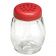Tablecraft 260RE 6 Ounce Swirl Glass Shaker with Red Plastic Top
