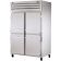 True STA2DT-4HS Spec Series Reach-In Two Section Dual-Temp Refrigerator / Freezer w/ Four Stainless Steel Half Doors And Six Chrome Plated Wire Shelves
