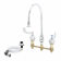 T&S Brass B-2347 Deck Mounted 8” Center Concealed Widespread Medical Faucet With 8-13/16” Swivel Gooseneck Nozzle, 4” Wrist Handles, And Sidespray