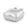 Vollrath 46135 6 Quart Intrigue Square Induction Chafer with Glass Lid and Porcelain Pan