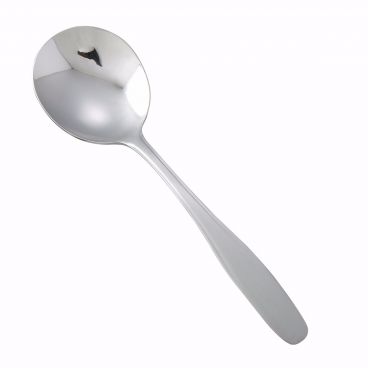 Winco 0008-04 Manhattan 6" Flatware Stainless Steel Solid Handle Bouillon Spoon