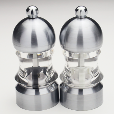 Chef Specialties 01572 3.5" Metro Acrylic and Brushed Steel Pepper Mill and Salt Mill Set