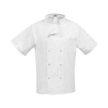Uncommon Threads 0429-2504 10-Button Short Sleeve Montego Chef Coat with Mesh Back, White - Large