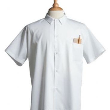 Uncommon Threads 0920-2505 Unisex 5-Button Short Sleeve Classic Utility Cook Shirt, White - Extra Large