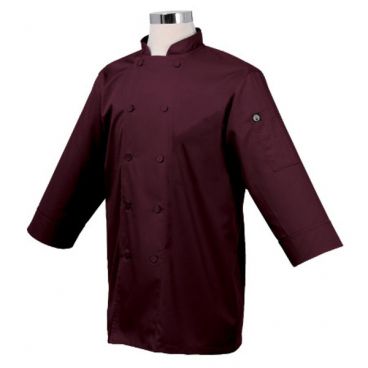 Uncommon Threads 0975-5303 Unisex 10-Button Epic 3/4 Sleeve Chef Shirt, Eggplant - Medium