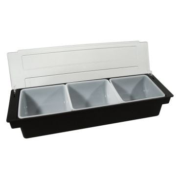 Tablecraft 104 3 Compartment Black Plastic Condiment Holder