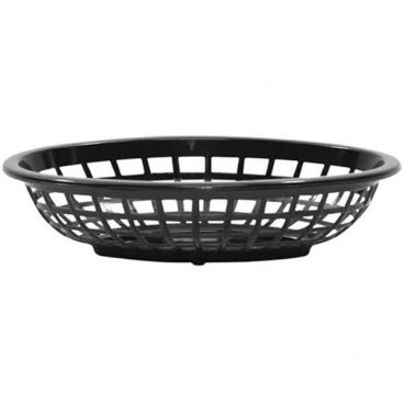 Tablecraft 1071BK 8" x 5-1/4" x 2" Black Polyethylene Oval Side Order Fast Food Basket