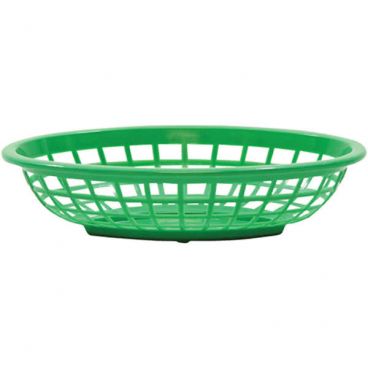 Tablecraft 1071G 8" x 5-1/4" x 2" Green Polyethylene Oval Side Order Fast Food Basket