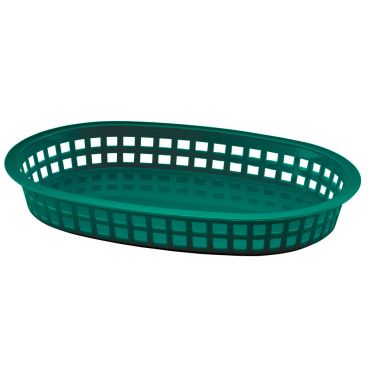 Tablecraft 1076FG 10-1/2" x 7" x 1-1/2" Forest Green Oval Polypropylene Chicago Platter Fast Food Basket