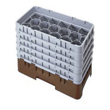 Cambro 10HS958167 Brown 10 Compartment Half Size Camrack Glass Rack w/ 5 Extenders