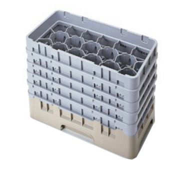 Cambro 10HS958184 Beige 10 Compartment Half Size Camrack Glass Rack w/ 5 Extenders