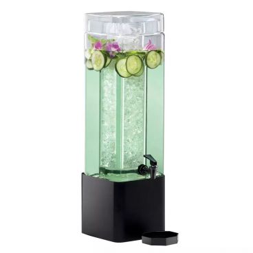 Cal-Mil 1112-1A-13 1.5 Gallon 7" x 9" x 19" Mission Square Acrylic Beverage Dispenser with Black Metal Base